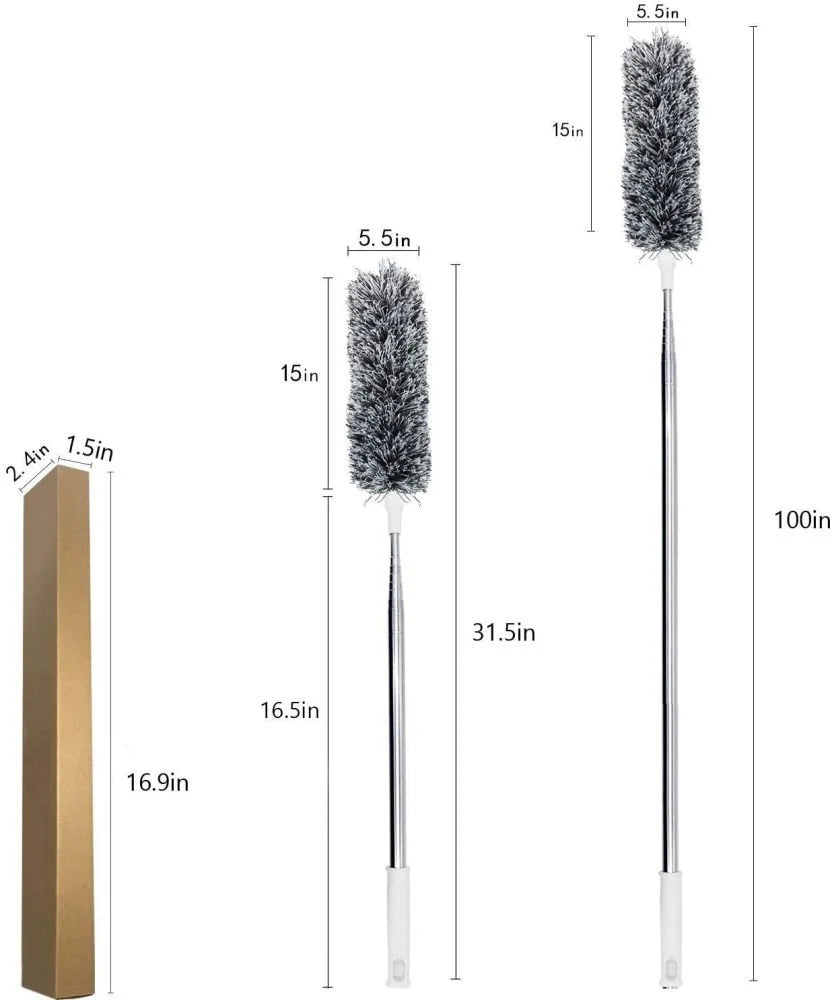 Microfiber 100 inch Extension Pole with Cleaning Fan High Ceiling Wet and Dry Duster