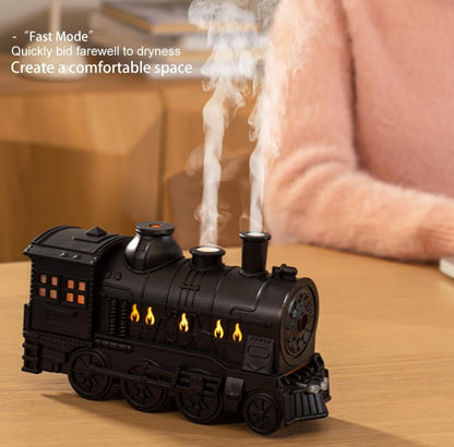 Essential Oils Aromatherapy Train Diffuser, Ultrasonic Flame Steam Train Fireplace Aroma Diffuser Cool Mist Air Express Train Humidifiers for Large Room Office Bedroom Baby Nursery Kids