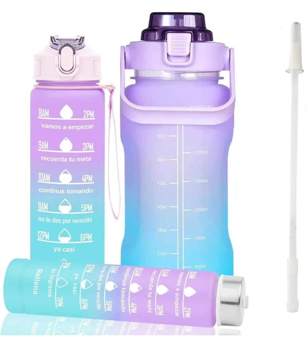 Leakproof Unbreabale BPA Free Travel & Gym Big Water Bottle set of 900ml+300ml+ 2000 ml Bottle (Pack of 3, Multicolor, Silicone)