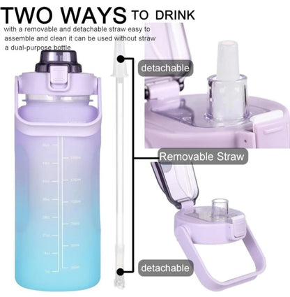 Leakproof Unbreabale BPA Free Travel & Gym Big Water Bottle set of 900ml+300ml+ 2000 ml Bottle (Pack of 3, Multicolor, Silicone)