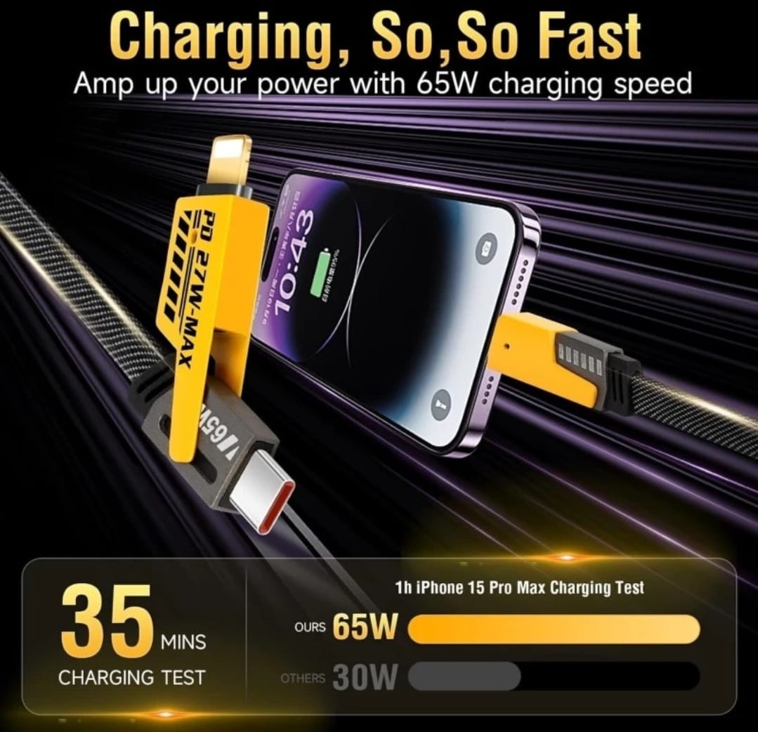 4 IN 1  Fast Charging Cable With 65 Watts